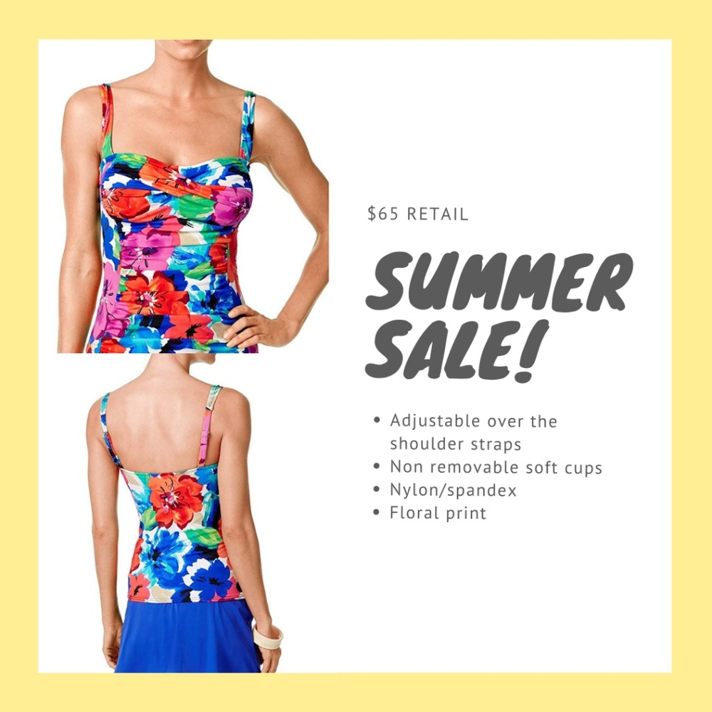 Tankini Top $65 Retail Floral-Print (524220)
